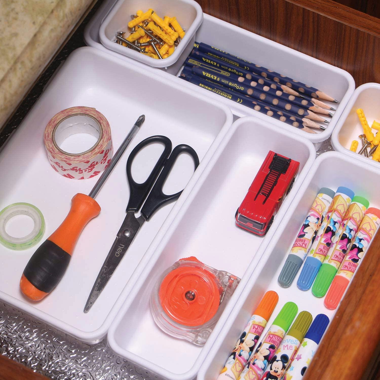 TENABORT Interlocking Drawer Organizers (Set of 16)