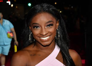 Simone Biles at the 2021 MTV Video Music Awards, ahead of her 25th birthday where she wore a glitter...