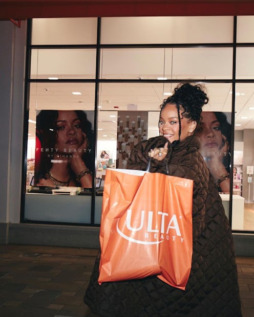 Rihanna at an Ulta beauty store for the launch of Fenty Beauty