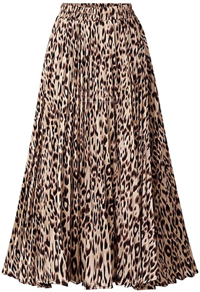 CHARTOU High Waisted Leopard Print Skirt