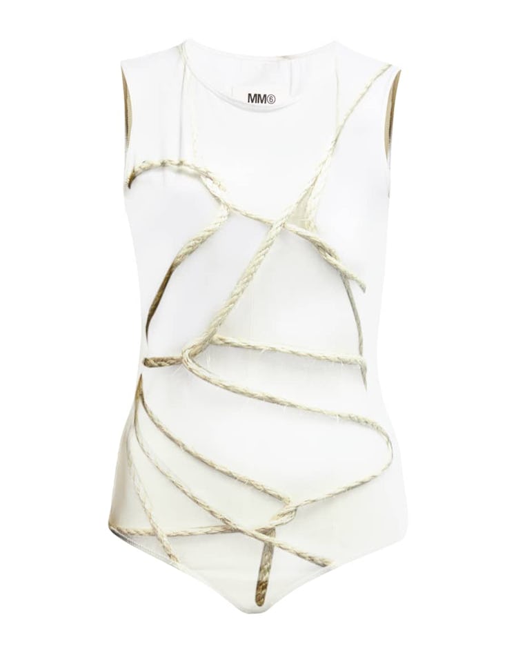 MM6 Maison Margiela Rope Printed Bodysuit tromp l'oeil illusion print