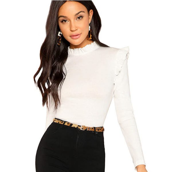 Romwe Ruffle Shoulder Blouse