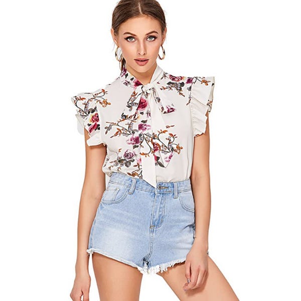 Romwe Bow Tie Blouse