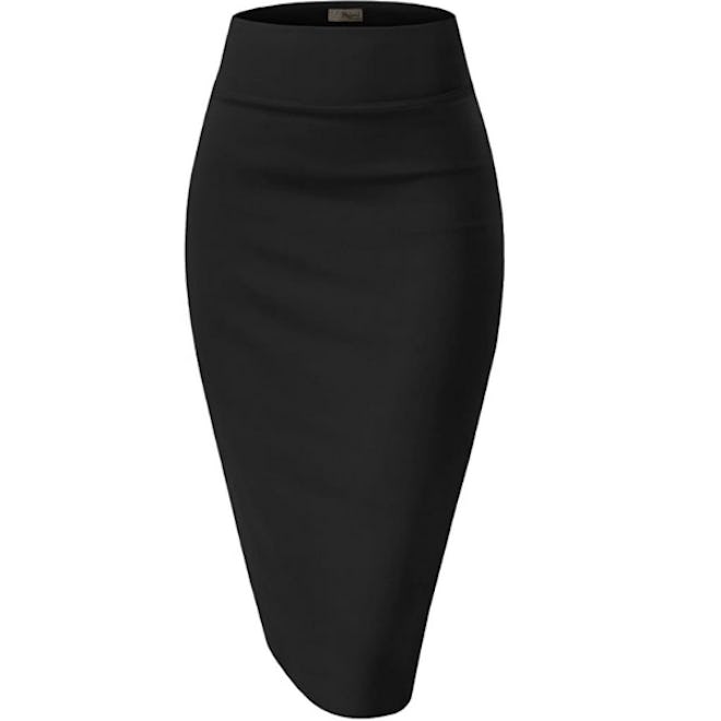 Hybrid & Company Nylon Ponte Stretch Pencil Skirt