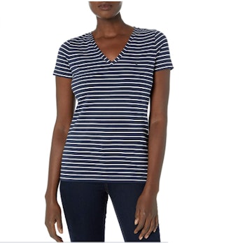 Nautica Women's Easy Comfort V-Neck Striped T-Shirt