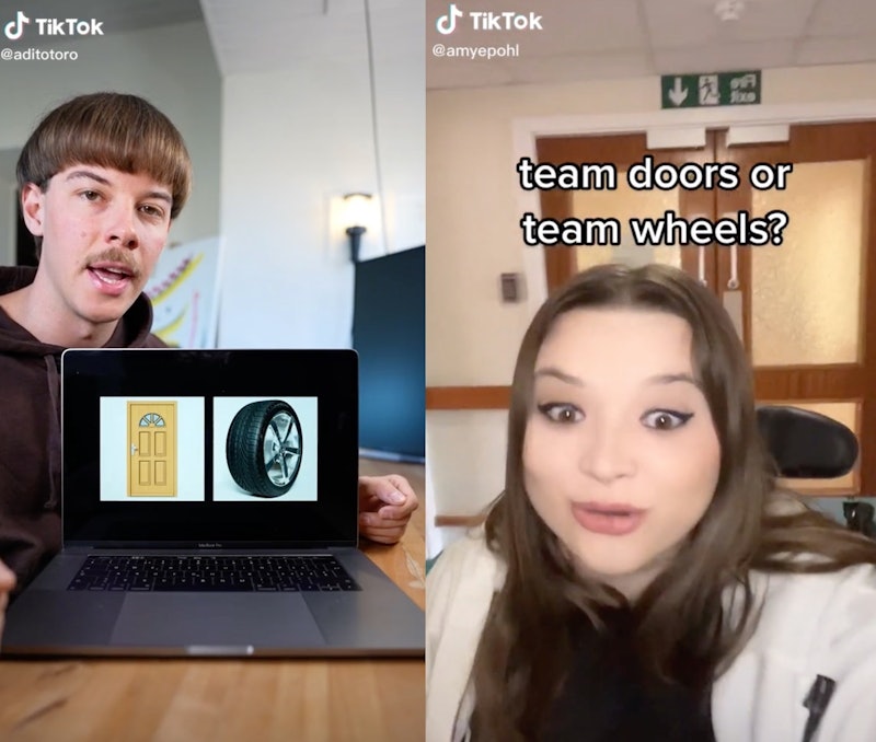 Screenshot of TikTok trend team wheel or team door.