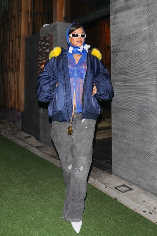 Rihanna's maternity outfit for a celebratory dinner at Nobu after Rams Super Bowl victory in Hollywo...