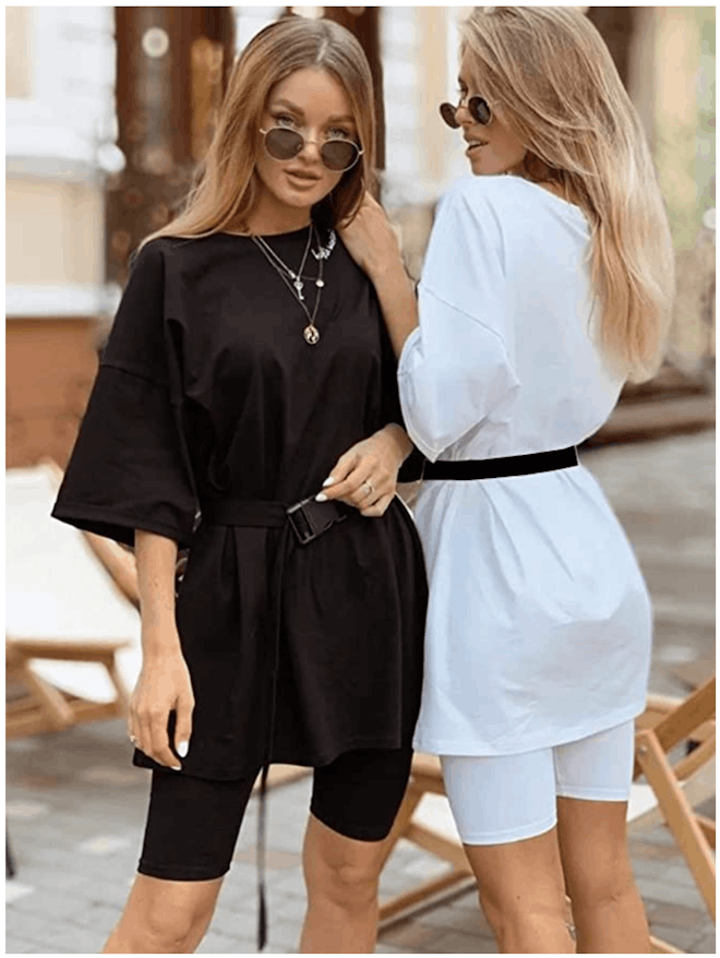 Glamaker Oversized T-Shirt And Biker Shorts Outfit (2 Pieces)