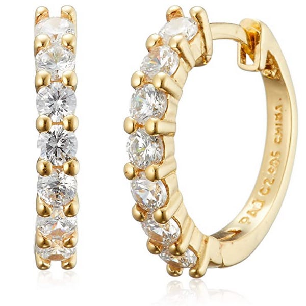 Amazon Essentials Plated Sterling Silver Hinged Huggie Hoop Earrings