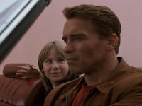 Arnold Schwarzenegger as Jack Slater and Austin O'Brien as Danny Madigan in Last Action Hero