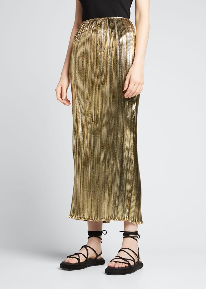 Altuzarra Pandia Plissé Lamé Skirt