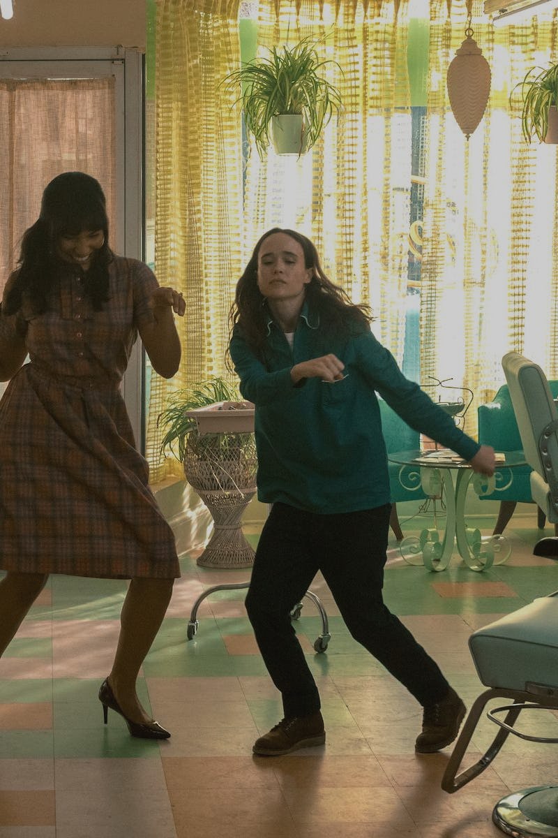 Three characters dancing in Umbrella Academy