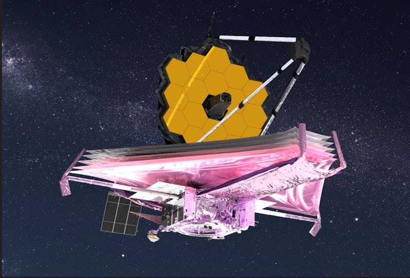 This artist’s conception of the James Webb Space Telescope in space shows 