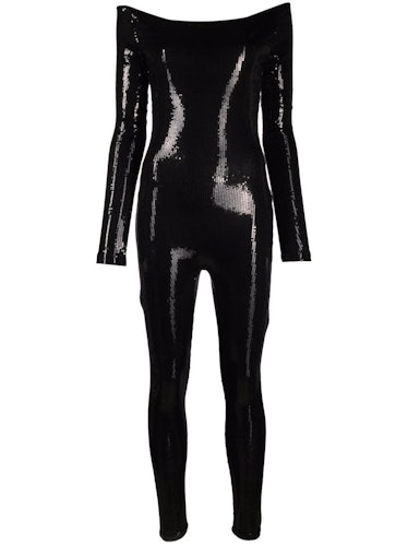 Atu Body Couture's Sequin-Embellished Off-Shoulder Jumpsuit.