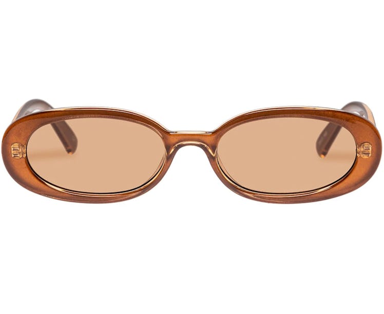 Oval sunglasses: Le Specs Outta Love Sunglasses in Caramel-Tan Tint