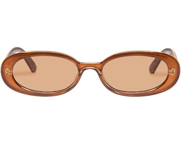 Oval sunglasses: Le Specs Outta Love Sunglasses in Caramel-Tan Tint