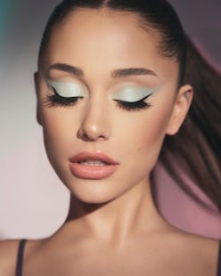 Ariana Grande wearing a new eyeshadow from her r.e.m. beauty makeup line