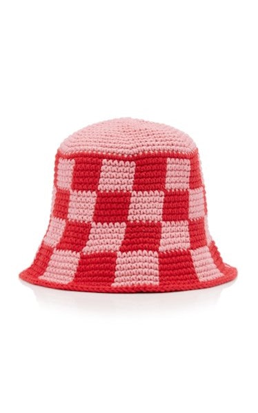Memorial Day crochet checkered bucket hat