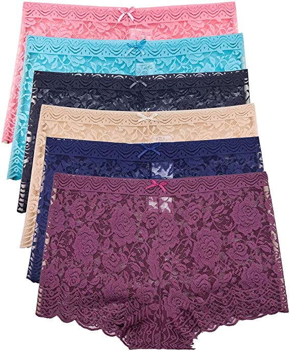Barbra&rsquo;s Lace Boyshort Panties (6 Pack)