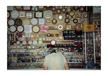 The wall of a clock store