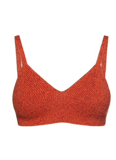 Off-White Viscose Blend Knitted Bra Top. 