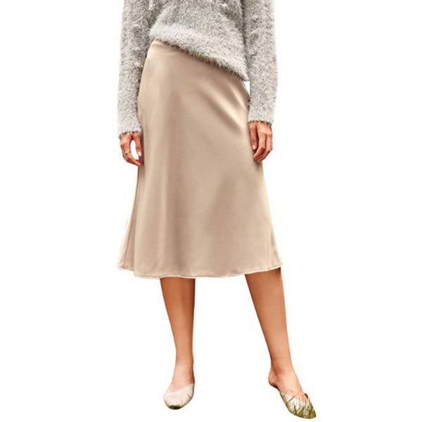 Verdusa High Waist Satin Midi Skirt