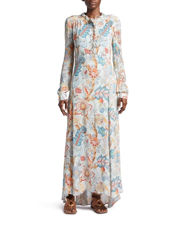 Etro Painted Floral Print Chiffon Maxi Dress island dressing