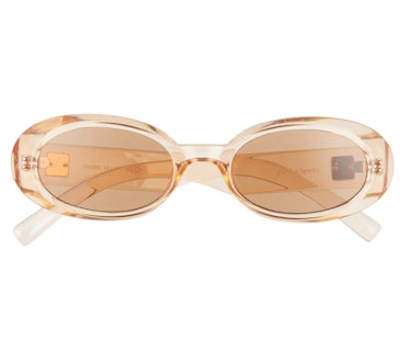 Oval sunglasses: Le Specs Work It 53mm Oval Sunglasses in Nougat / Tan Tint