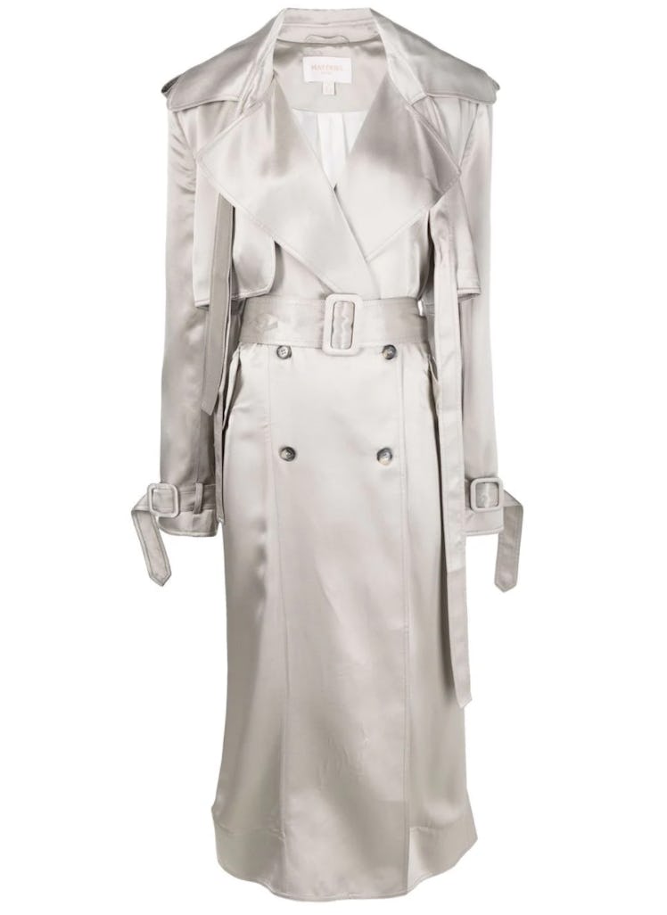 Double-Breasted Satin Trench Coat