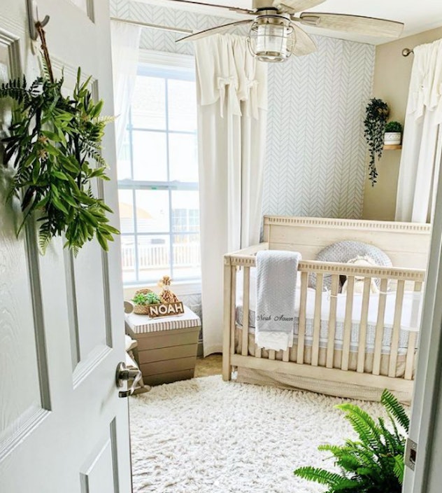 A plant-filled baby boy nursery