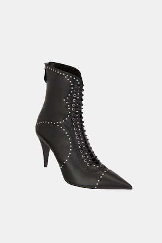 Studded Leather High-Heel Ankle Boots
