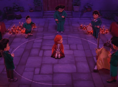 Photo of Mei Mei in the circle during the red moon in Disney and Pixar's 'Turning Red'.
