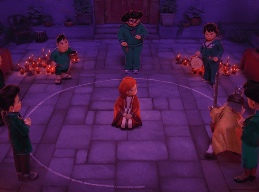 Photo of Mei Mei in the circle during the red moon in Disney and Pixar's 'Turning Red'.