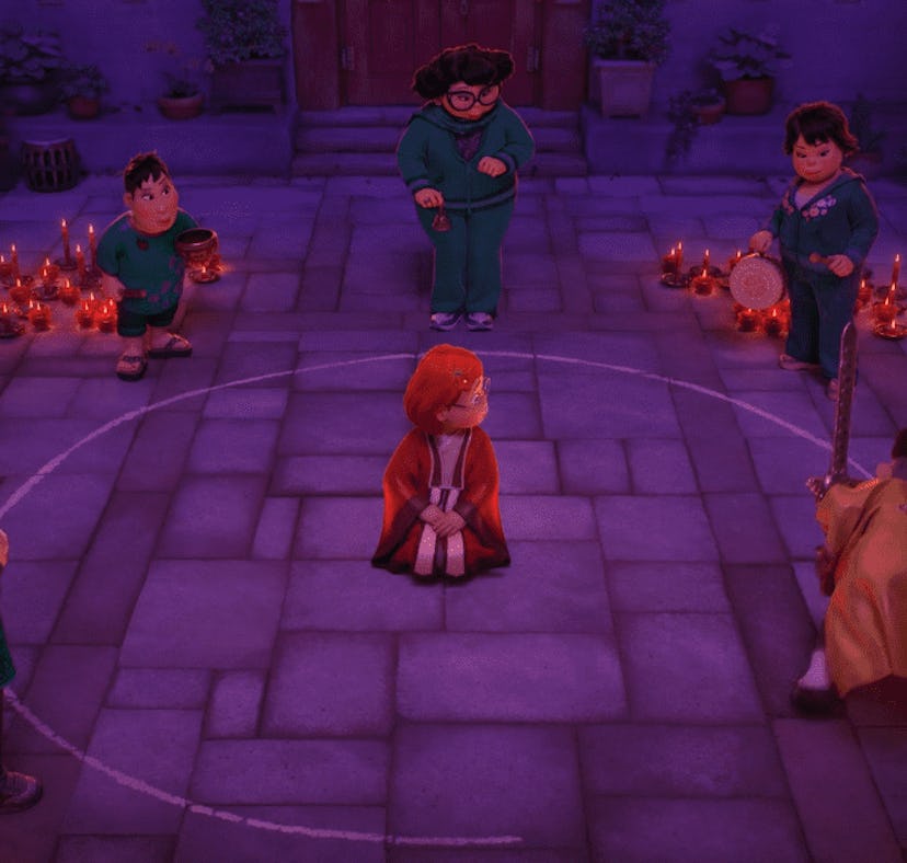 Photo of Mei Mei in the circle during the red moon in Disney and Pixar's 'Turning Red'.