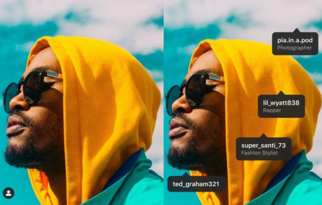 Screenshot of creator credit using enhanced tags.