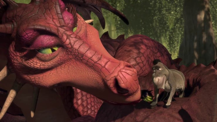 Donkey and dragon in love from Shrek