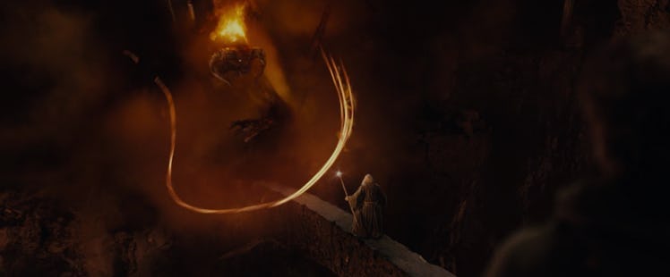 Durin's Bane holding a whip in The Lord of the Rings: The Fellowship of the Ring