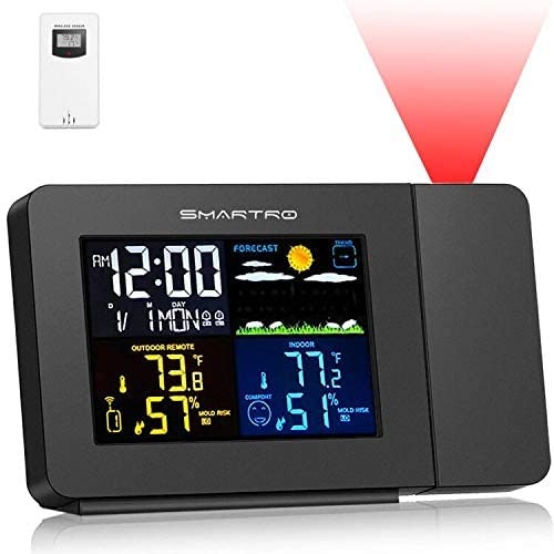 SMARTRO Projection Alarm Clock for Bedrooms with Weather Station