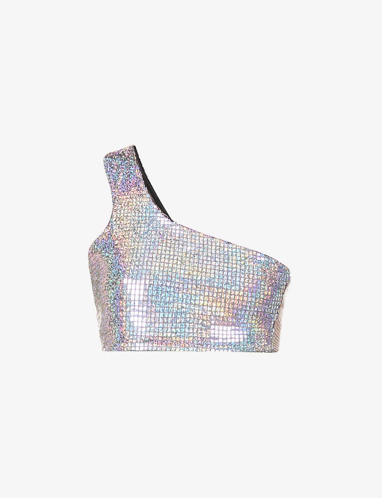 Dodo Bar Or's Ada One-Shoulder Metallic-Jersey Crop Top.