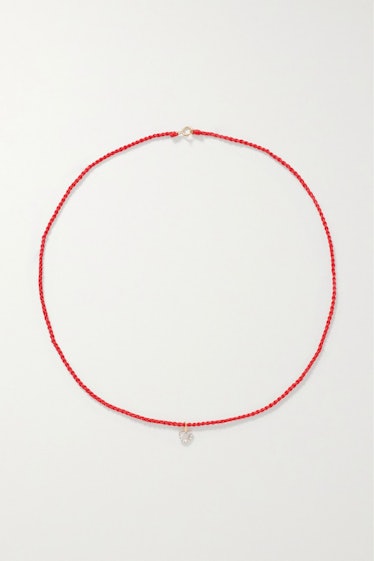 spring 2022 color trends red rope necklace with heart charm 