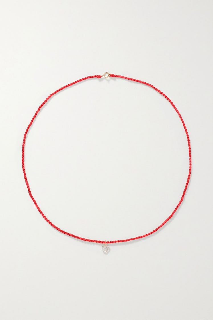 spring 2022 color trends red rope necklace with heart charm 