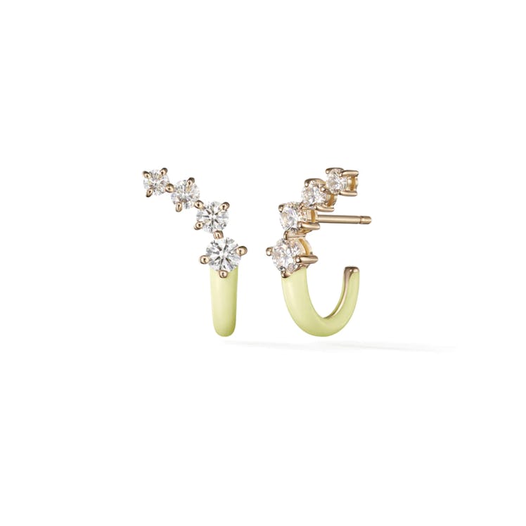 spring 2022 color trends pale yellow enamel and diamond huge earrings