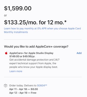 Availability for the entry-level Studio Display
