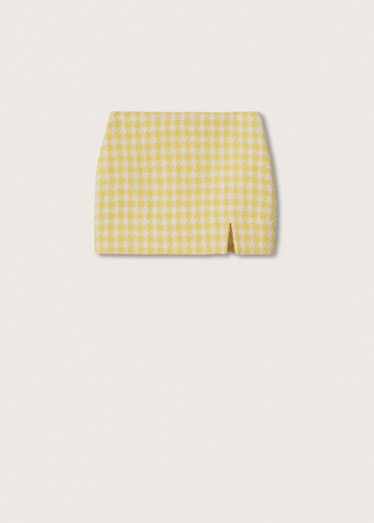 spring 2022 color trends pale yellow tweed miniskirt
