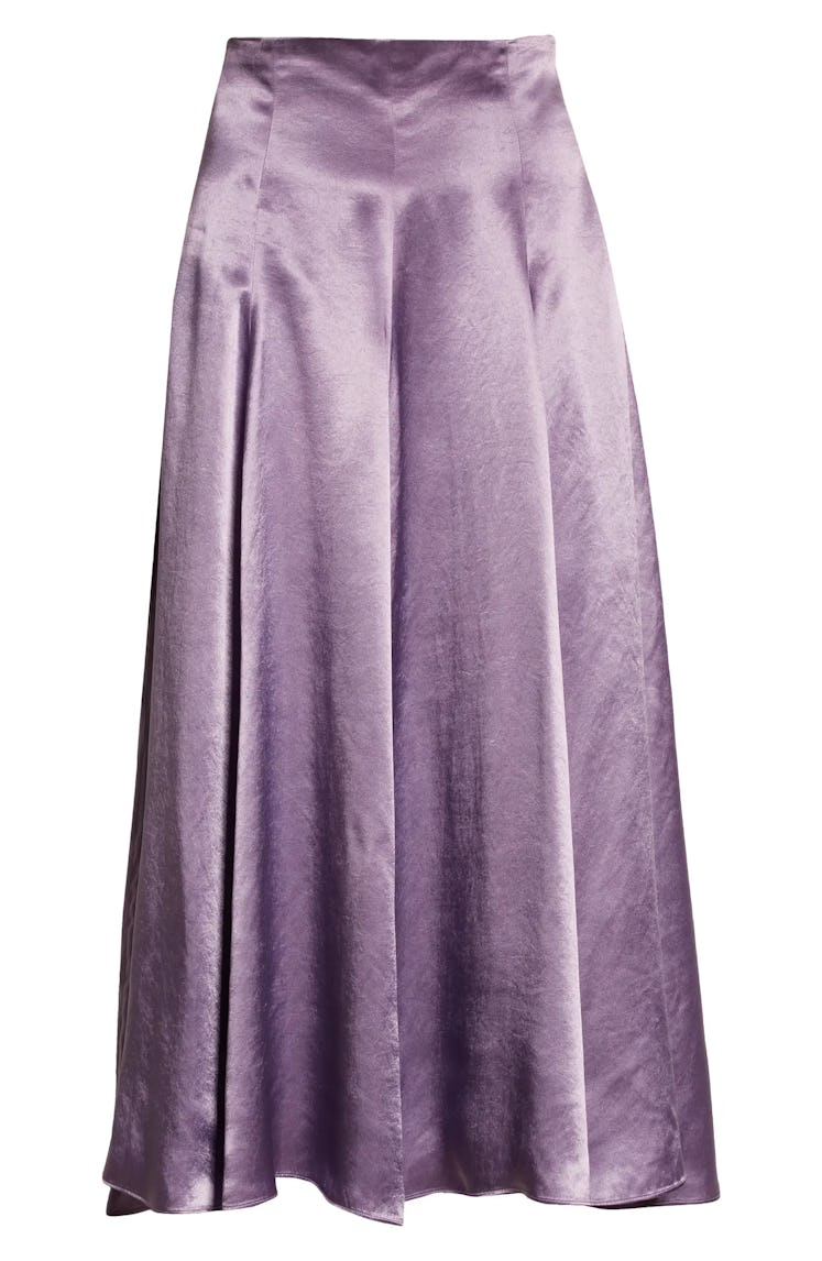 spring 2022 color trends purple silk slip skirt