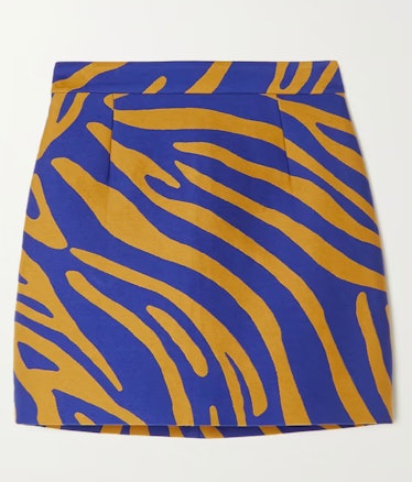 Zebra-Jacquard Silk-Blend Mini Skirt