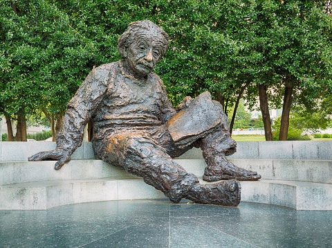 The Albert Einstein Memorial statue at the National Academy of Science, Washington DC.