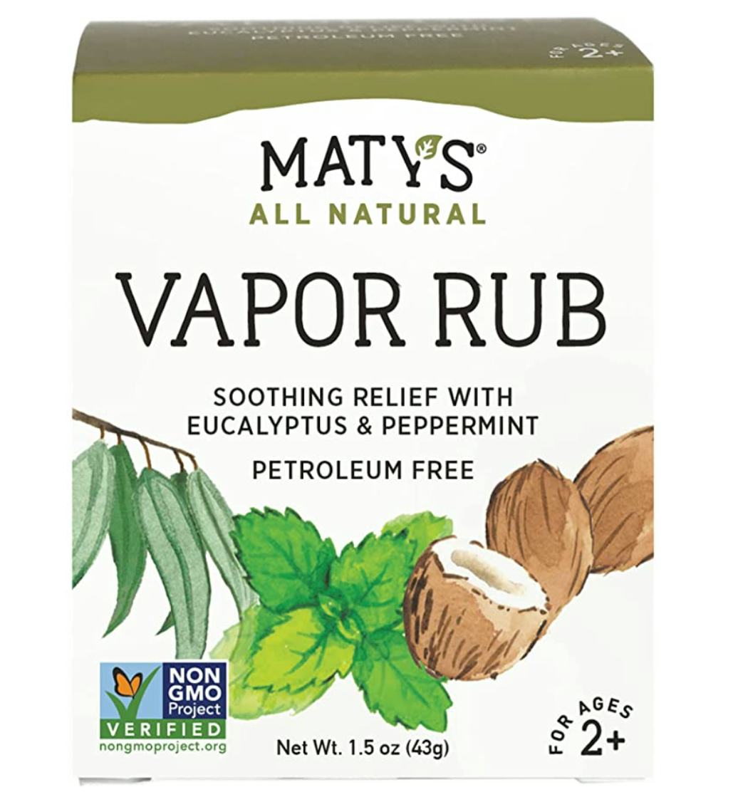 Maty&rsquo;s All Natural Vapor Rub can be used if you feel sick.