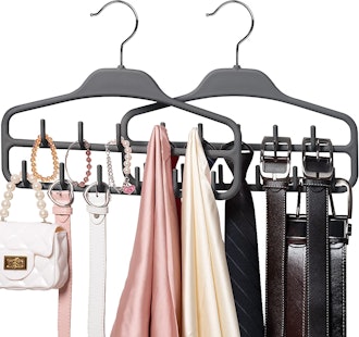 Hanger to store belts, purses, and scarves.
