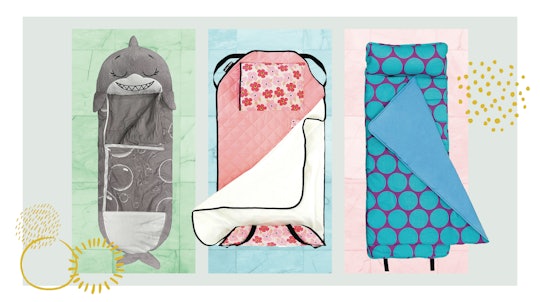 Three nap mats for toddlers in different shapes and patterns